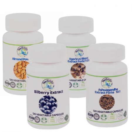 Cancer Tratamente Naturiste - Cancer de prostată –  Pachet adjuvant cu extracte de Agaricus blazei, Amigdalină, Ashwagandha și Bilberry