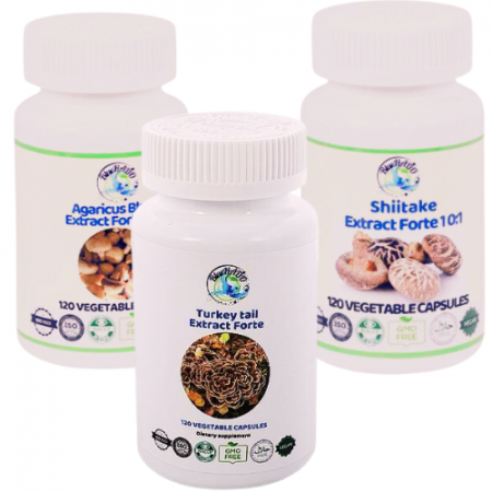 Cancer de Sân: Tratament Naturist cu Extracte  Forte din Ciuperci Medicinale - Agaricus, Shiitake, Turkey Tail (Coriolus)