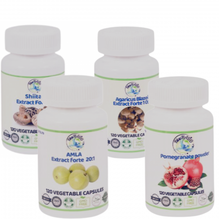 Cancer Tratamente Naturiste - Cancer faringian – Pachet adjuvant  cu Agaricus blazei, Shiitake, Amla și Rodie