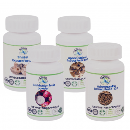 Cancer Tratamente Naturiste - Cancer hepatic –  Pachet adjuvant cu extracte concentrate de Agaricus blazei, Shiitake, Red Dragon , Ashwagandha