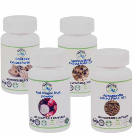 Cancer Tratamente Naturiste - Cancer pancreatic –Pachet adjuvant   cu Agaricus blazei, Shiitake, Ashwagandha și Red Dragon