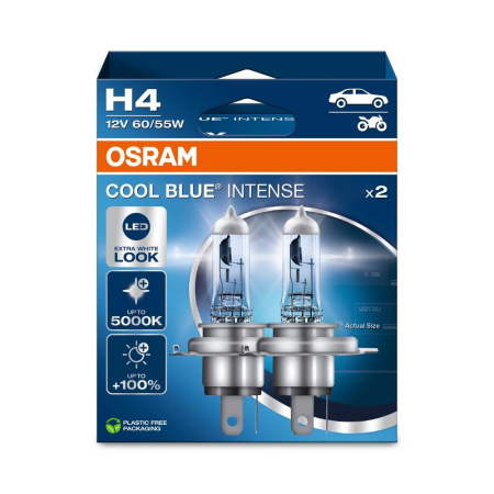 Becuri auto H4 H7 - Set 2 becuri H4 Osram Cool Blue Intense 12V 60/55W – lumina alba