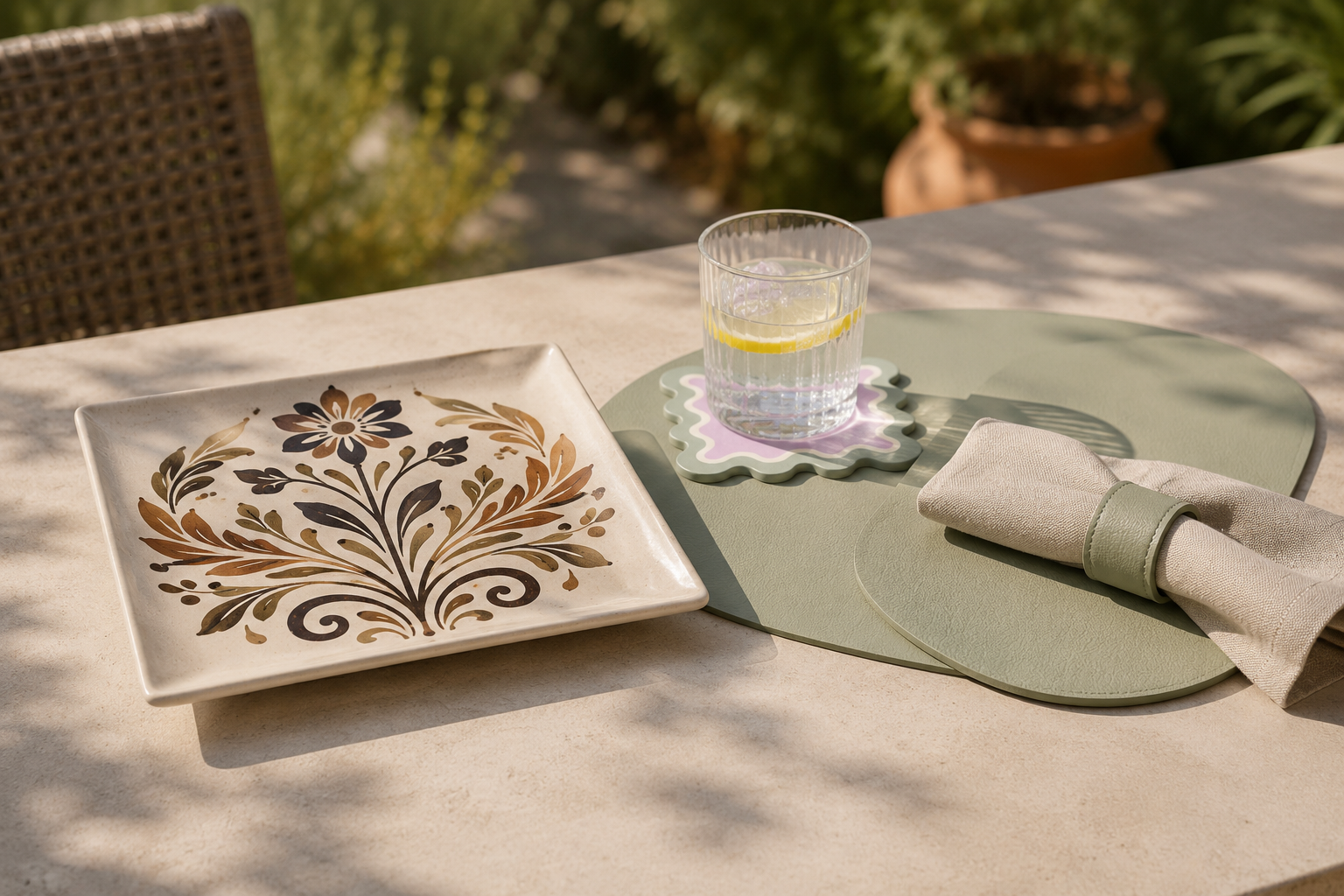 Cum sa combini ceramica decorativa cu accesoriile minimaliste din piele pe masa de exterior