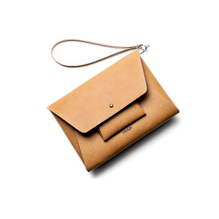 Pachet geanta  + port card din piele naturala reciclata, maro nature [11]