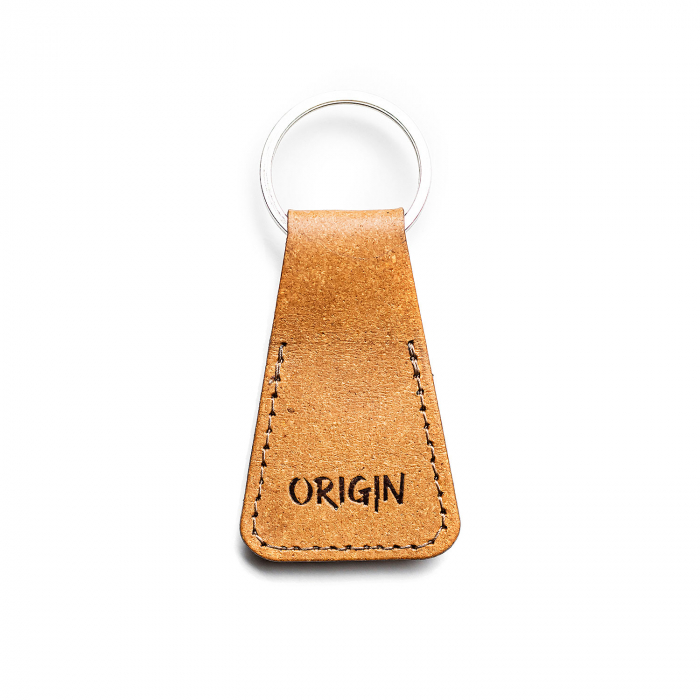 Breloc chei din piele naturala reciclata, maro nature, ORIGIN [2]