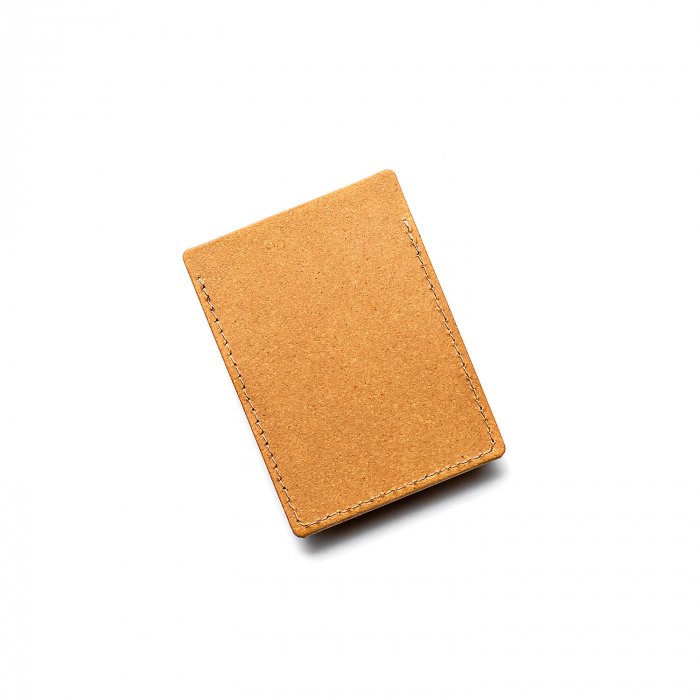 Card holder din piele naturala reciclata, vertical, maro nature [4]