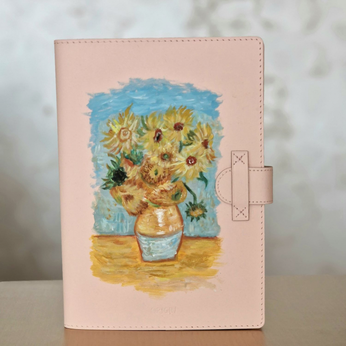Agenda cu husa pentru agenda din piele naturala reciclata, roz pudra [7]