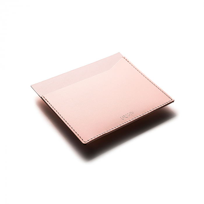 Card holder din piele naturala reciclata, orizontal, roz pudra [4]