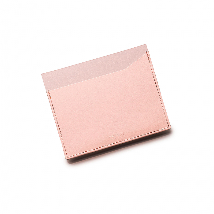Card holder din piele naturala reciclata, orizontal, roz pudra [2]