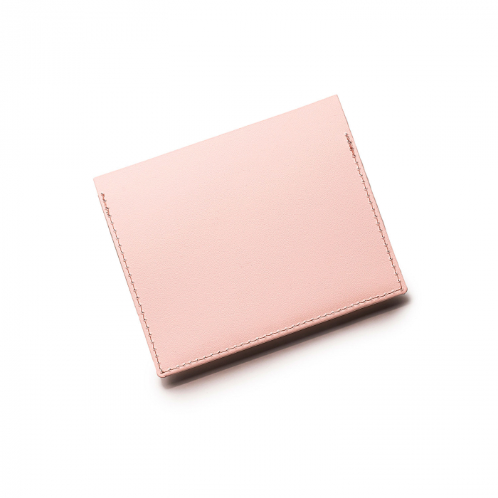 Card holder din piele naturala reciclata, orizontal, roz pudra [3]