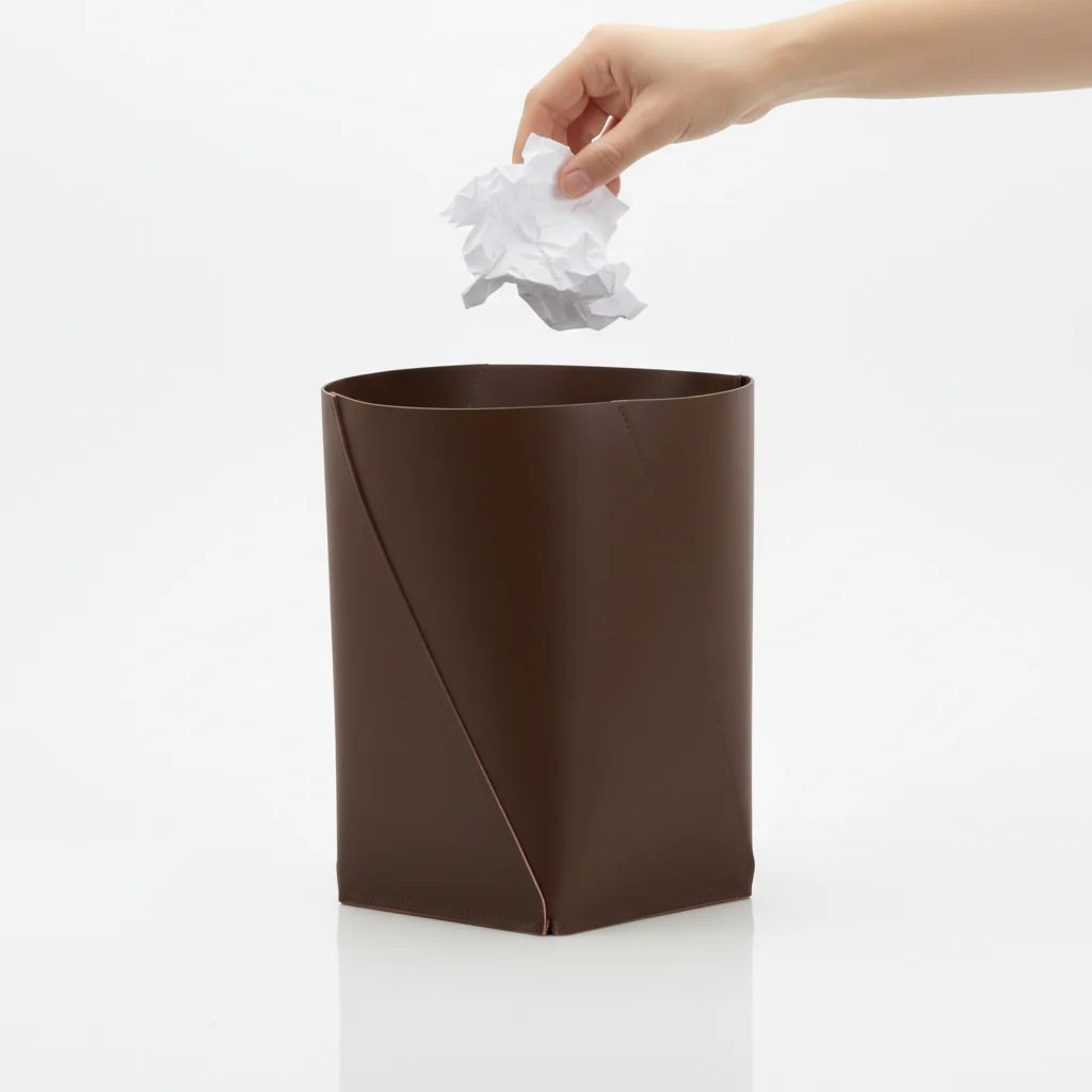 Cos de gunoi XL din piele reciclata Vacavaliente – design premium birou [2]