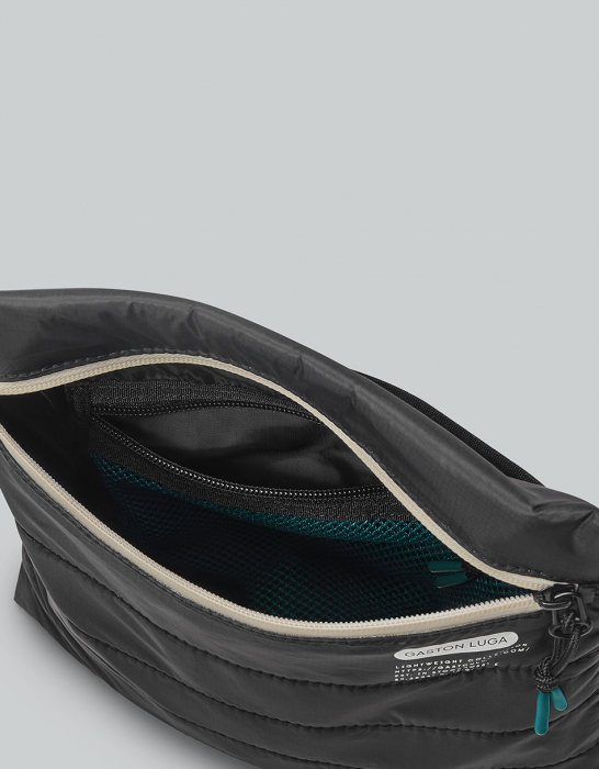 Geanta crossbody vertical, textil, impermeabil, negru [5]