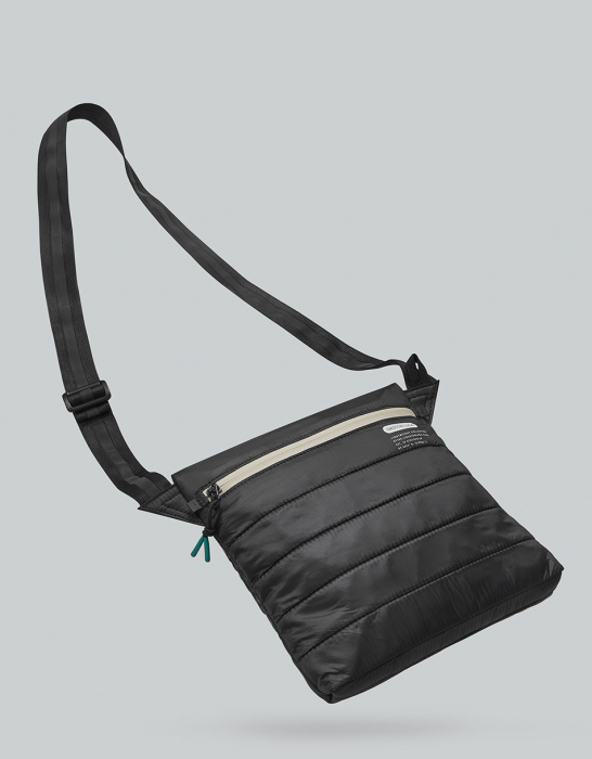 Geanta crossbody vertical, textil, impermeabil, negru [3]