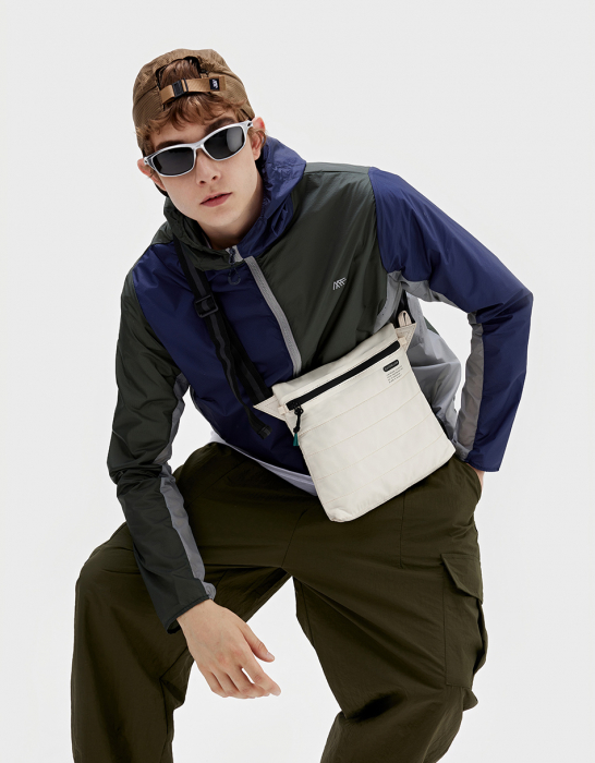 Geanta crossbody vertical, textil, alb [3]