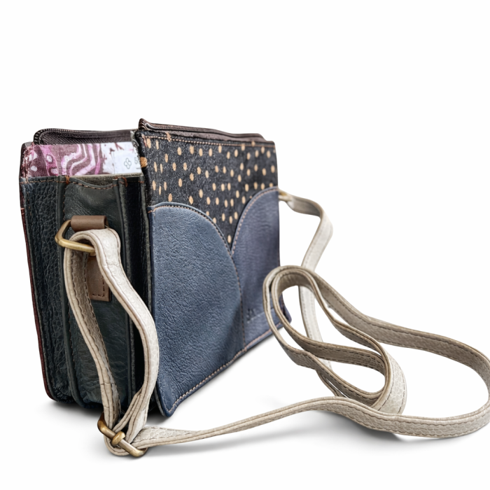 Geantă mică Soruka din piele reciclată, albastru & animal print [3]