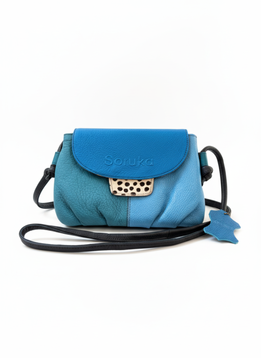 Geantă Soruka din piele reciclată – albastru regal & albastru închis, unicat și sustenabilă [2]