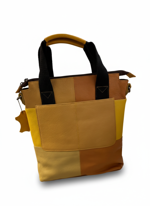 Geantă Soruka galben muștar din piele reciclată – unicat handmade | Origin & Natural [4]