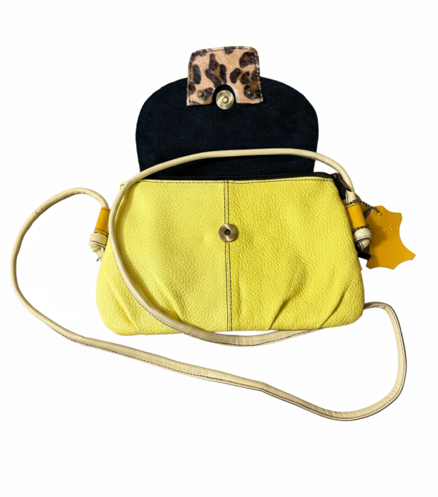 Geantă Soruka galben muștar & lime din piele reciclată – unicat, handmade | Origin & Natural [6]