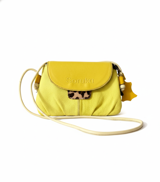 Geantă Soruka galben muștar & lime din piele reciclată – unicat, handmade | Origin & Natural [5]