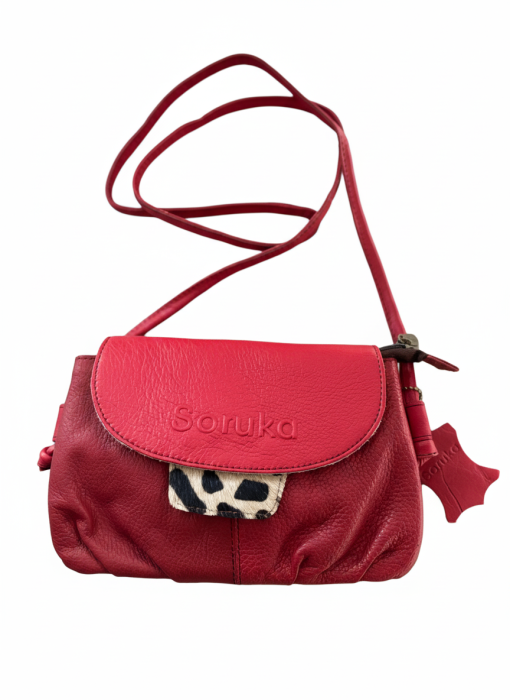 Geantă Soruka roșie cu detaliu animal print din piele reciclată – unicat handmade | Origin & Natural [3]