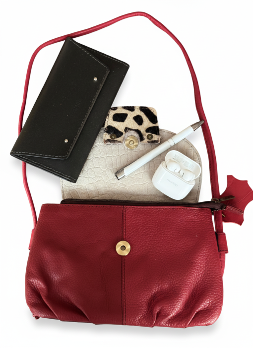 Geantă Soruka roșie cu detaliu animal print din piele reciclată – unicat handmade | Origin & Natural [4]