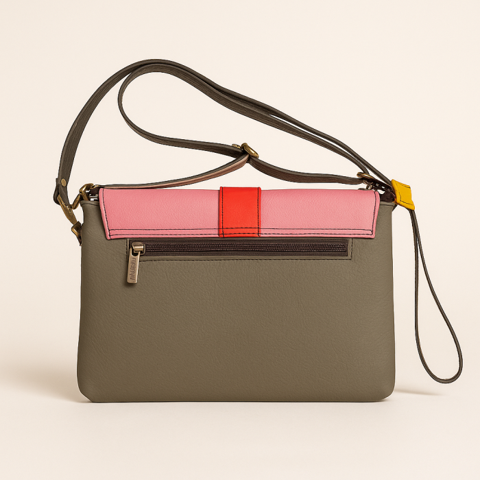 Geantă Soruka roz & albastru din piele reciclată – unicat handmade | Origin & Natural [3]