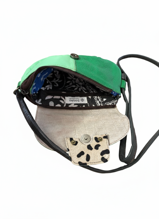 Geantă Soruka verde crud & verde smarald din piele reciclată – unicat handmade | Origin & Natural [4]