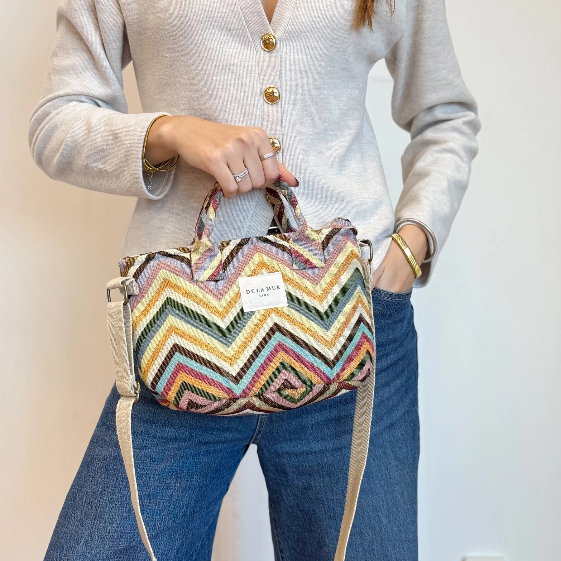 Geantă Tote Damă Zaga Jacquard Multicolor | Origin and Natural [4]