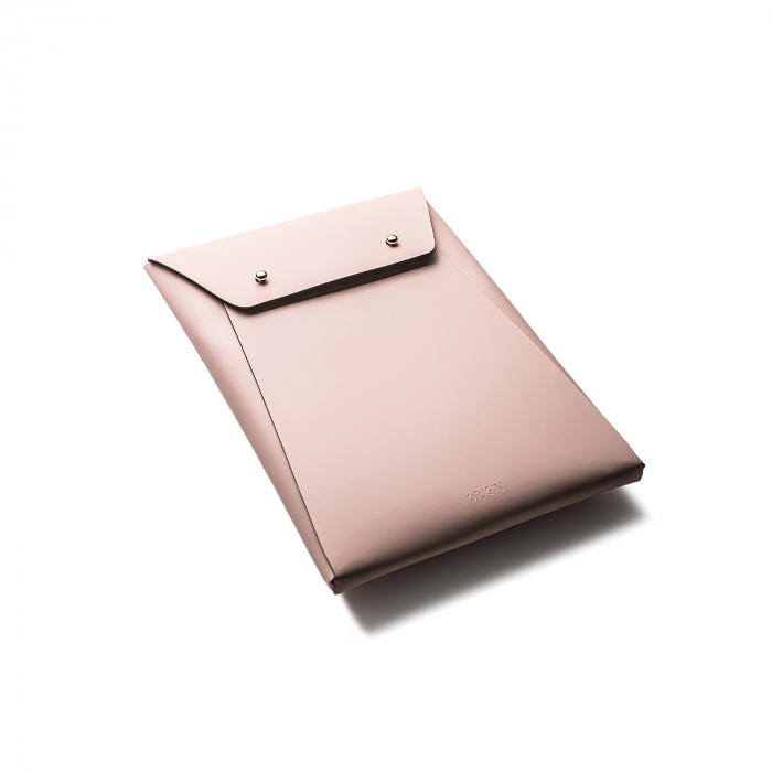 Husa plic iPad 9"-10" din piele naturala reciclata, roz, pictata [4]