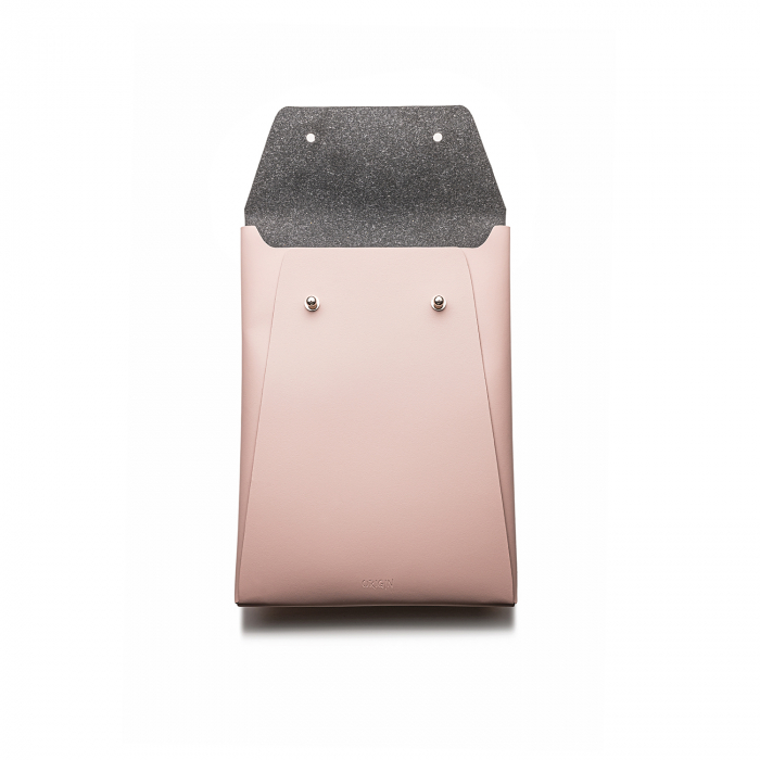 Husa plic iPad 9"-10" din piele naturala reciclata, roz, pictata [5]