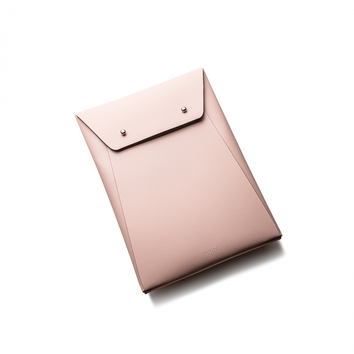 Husa plic iPad 9"-10" din piele naturala reciclata, roz, pictata [3]