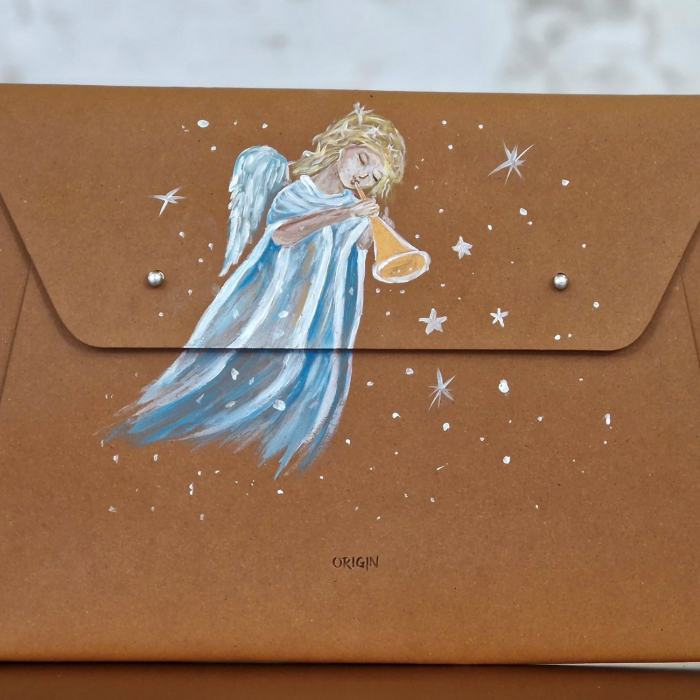 Husa plic Macbook 16'' din piele naturala reciclata, pictata manual [5]