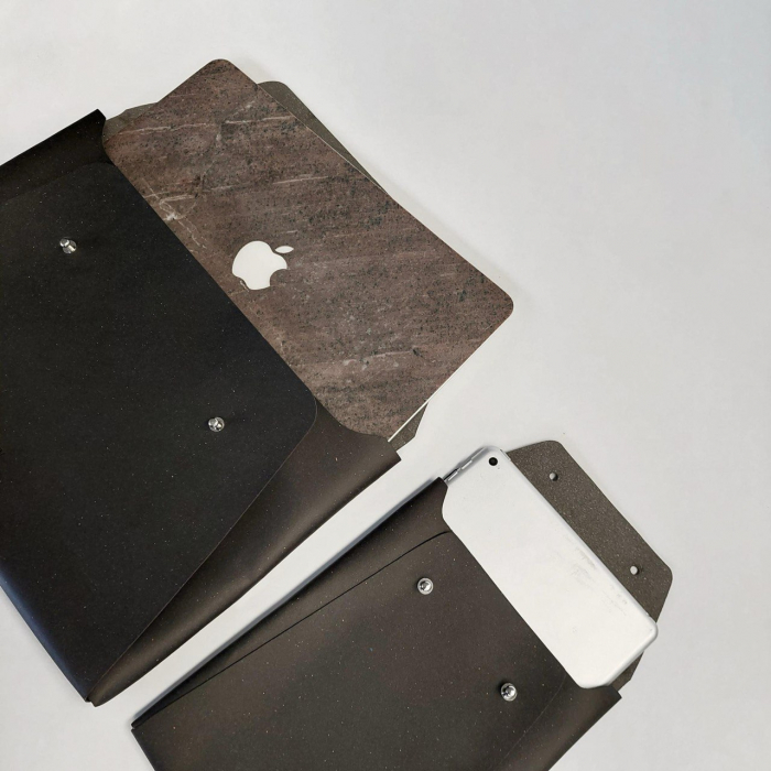 Husa plic Macbook 16'' din piele naturala reciclata, negru [13]