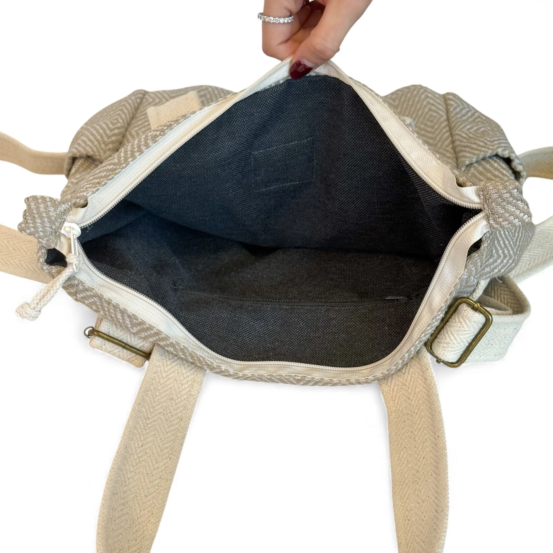 Rucsac & Geantă 2 în 1 Mink Bej Jacquard | Origin and Natural [5]