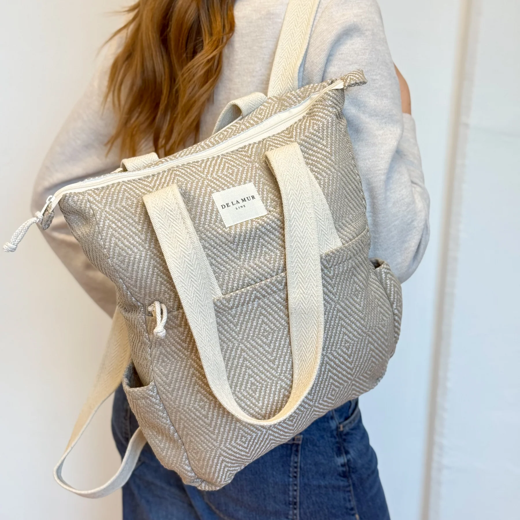 Rucsac & Geantă 2 în 1 Mink Bej Jacquard | Origin and Natural [4]