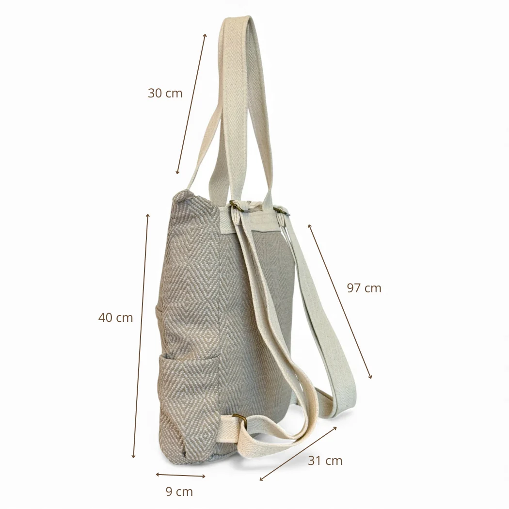 Rucsac & Geantă 2 în 1 Mink Bej Jacquard | Origin and Natural [3]