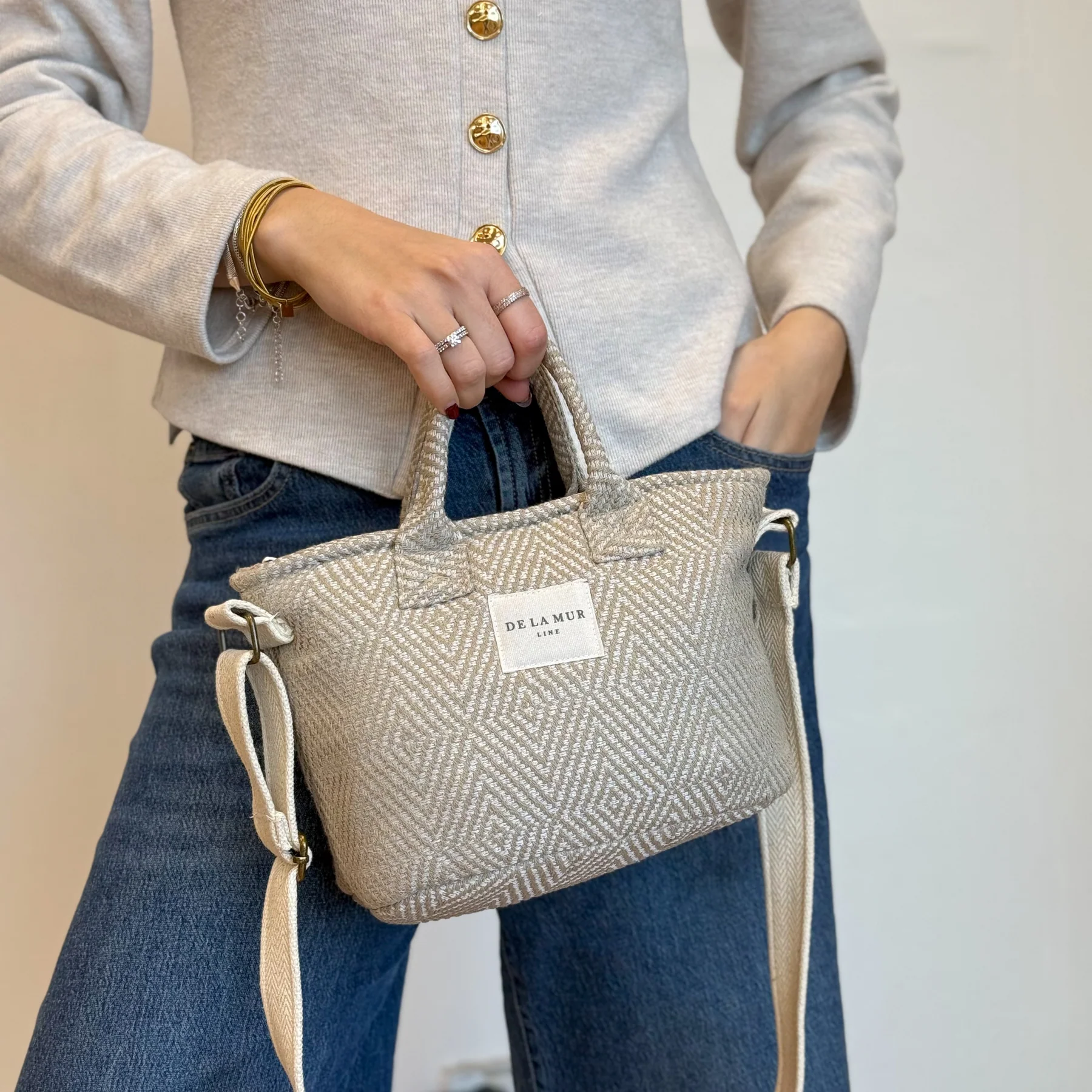 Geantă Sand Tote Bag bej jacquard | Origin and Natural [3]