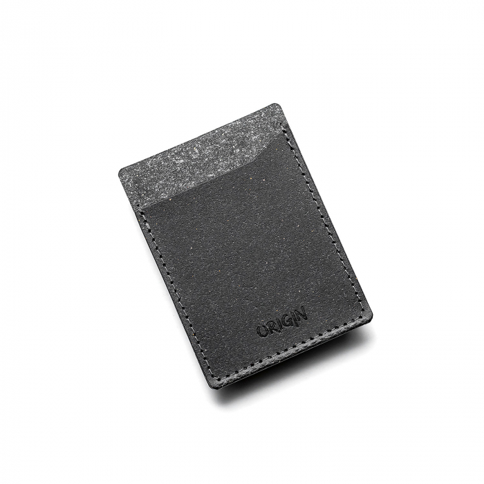 Card holder din piele naturala reciclata, vertical, negru [3]