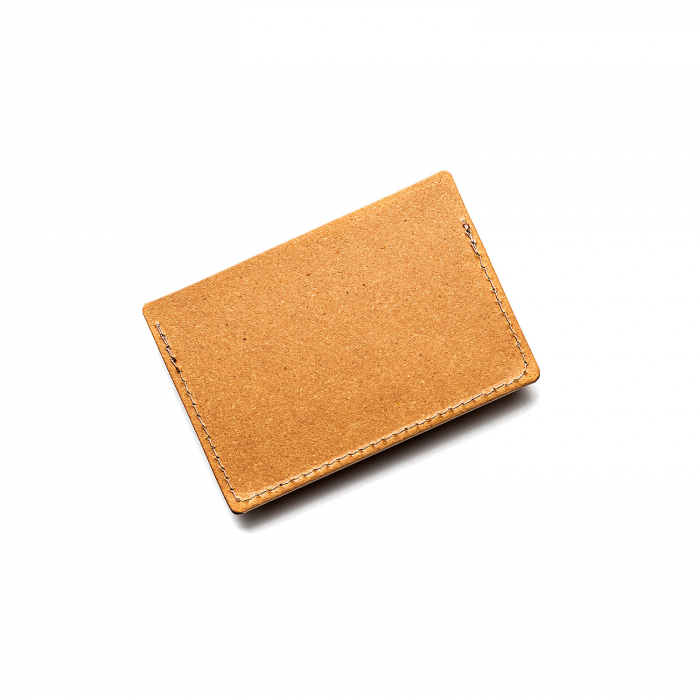 Card holder din piele naturala reciclata, orizontal, maro nature [5]