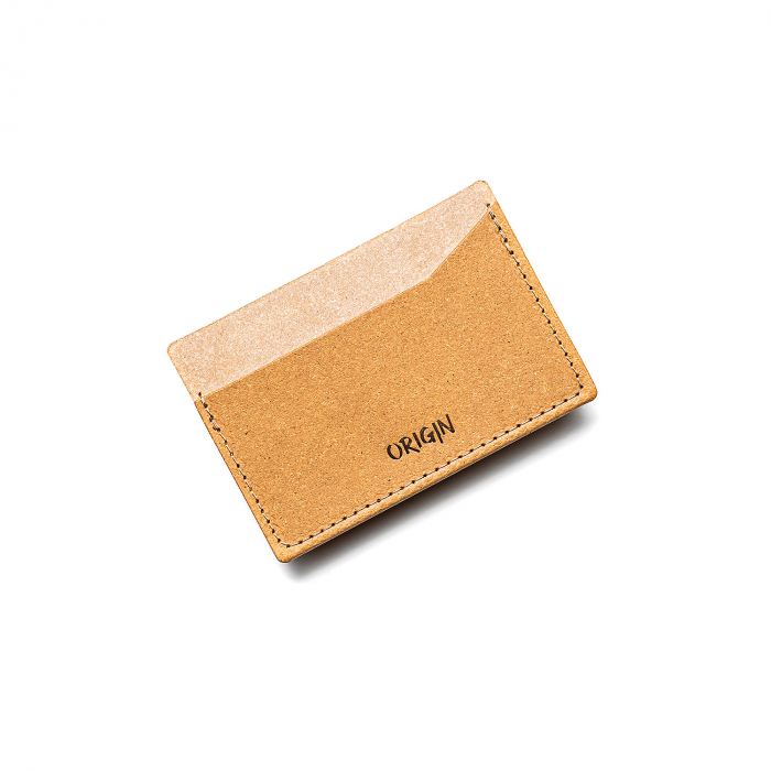 Card holder din piele naturala reciclata, orizontal, maro nature [4]