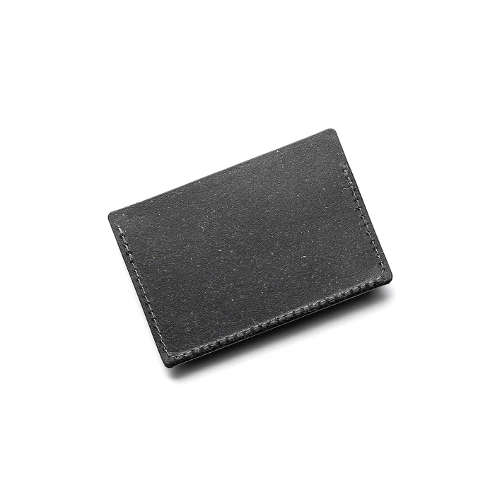 Card holder din piele naturala reciclata, orizontal, negru [5]