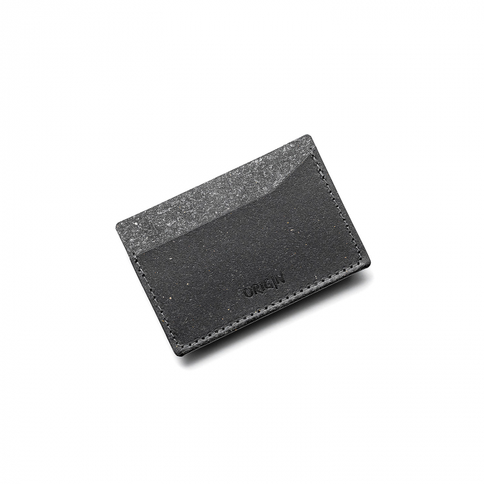 Card holder din piele naturala reciclata, orizontal, negru [3]