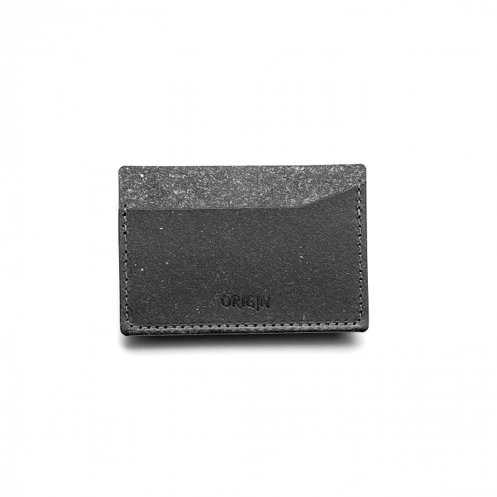 Card holder din piele naturala reciclata, orizontal, negru [5]