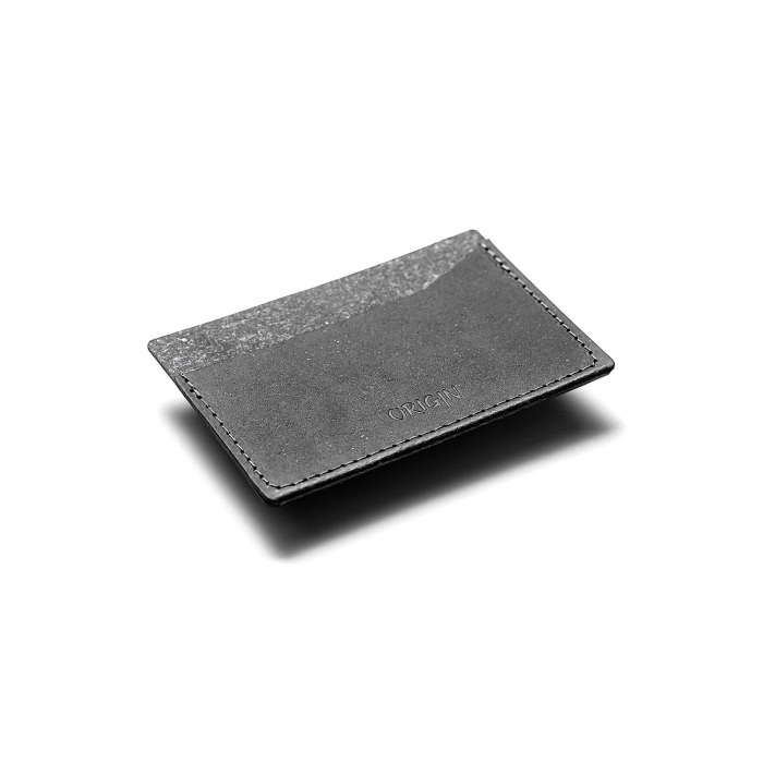 Card holder din piele naturala reciclata, orizontal, negru [4]
