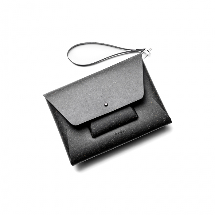 Pachet geanta  + port card din piele naturala reciclata, negru [2]