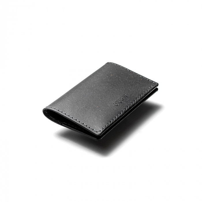 Pachet portofel dama + port card din piele naturala reciclata, negru [7]