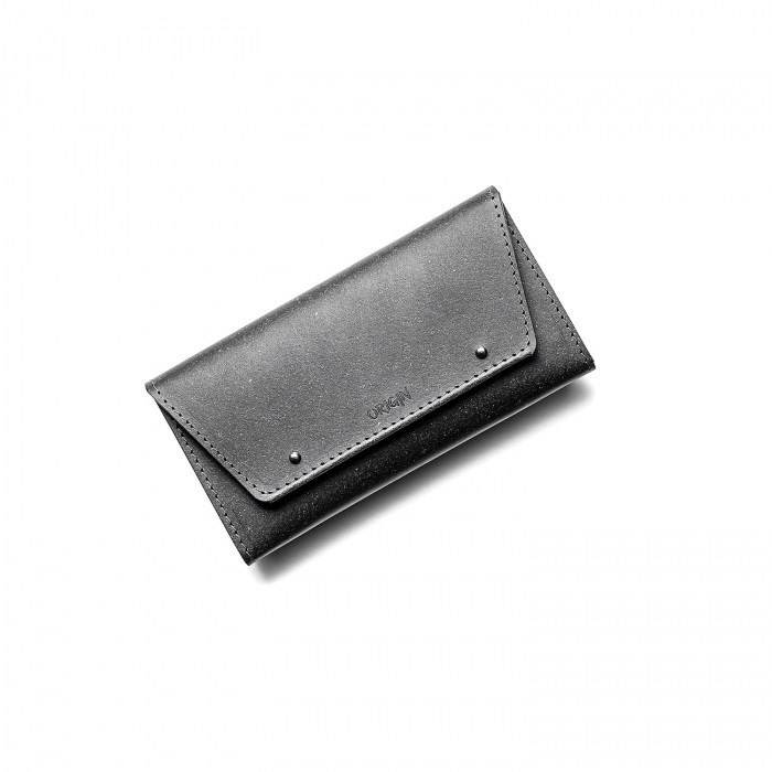 Pachet portofel dama + port card din piele naturala reciclata, negru [4]