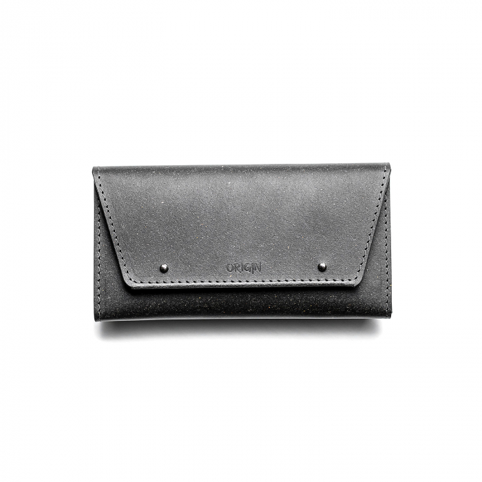 Pachet portofel dama + port card din piele naturala reciclata, negru [2]