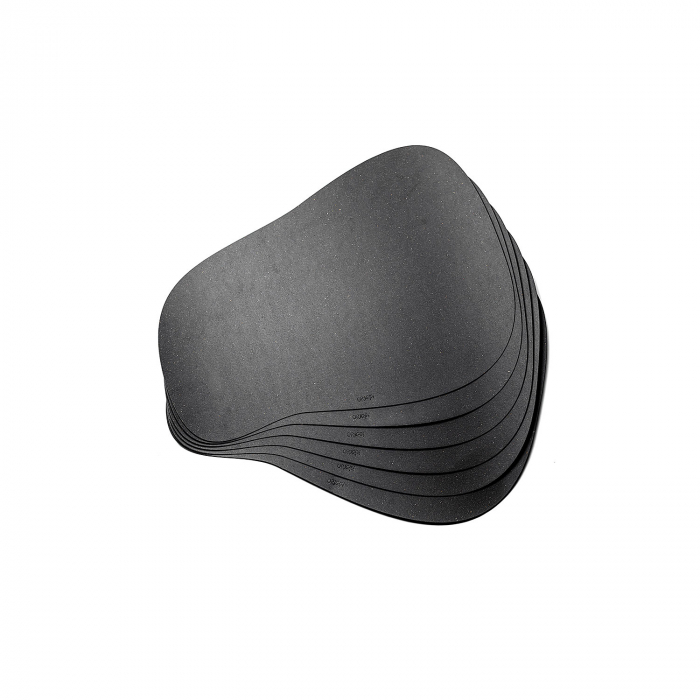Pachet suport farfurii + suport pahare, oval, din piele naturala reciclata, 6buc/set, negru [2]