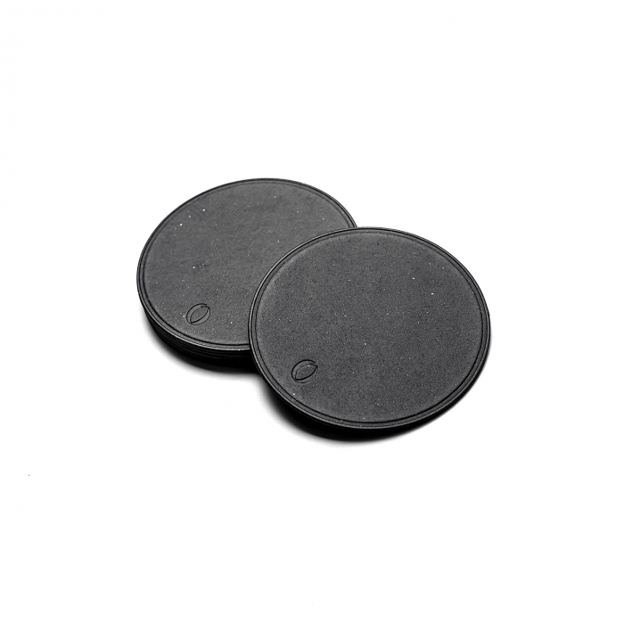 Pachet suport farfurii + suport pahare, oval,din piele naturala reciclata, 2buc/set, negru [4]